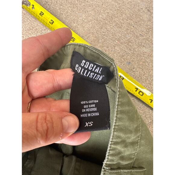 Social Collision Skirt Green XS Convertible Maxi Midi Mini Zip Off 100% Cotton - Picture 5 of 8